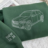 Custom Truck Line Art Embroidered T-shirt, Personalized Car Photo Vehicle Portrait Tee