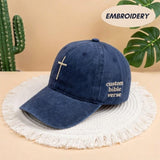 Christian Cross Embroidered Hat, Custom Bible Verse Side Embroidered Hat, Personalized Scripture Baseball Cap, Christian Faith Cotton Hat