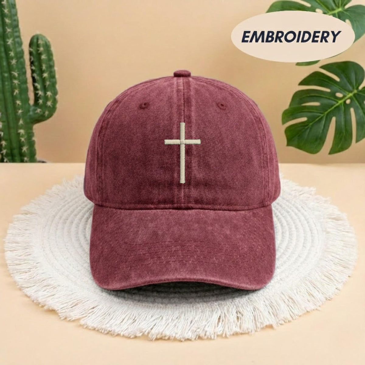 Christian Cross Embroidered Hat, Custom Bible Verse Side Embroidered Hat, Personalized Scripture Baseball Cap, Christian Faith Cotton Hat