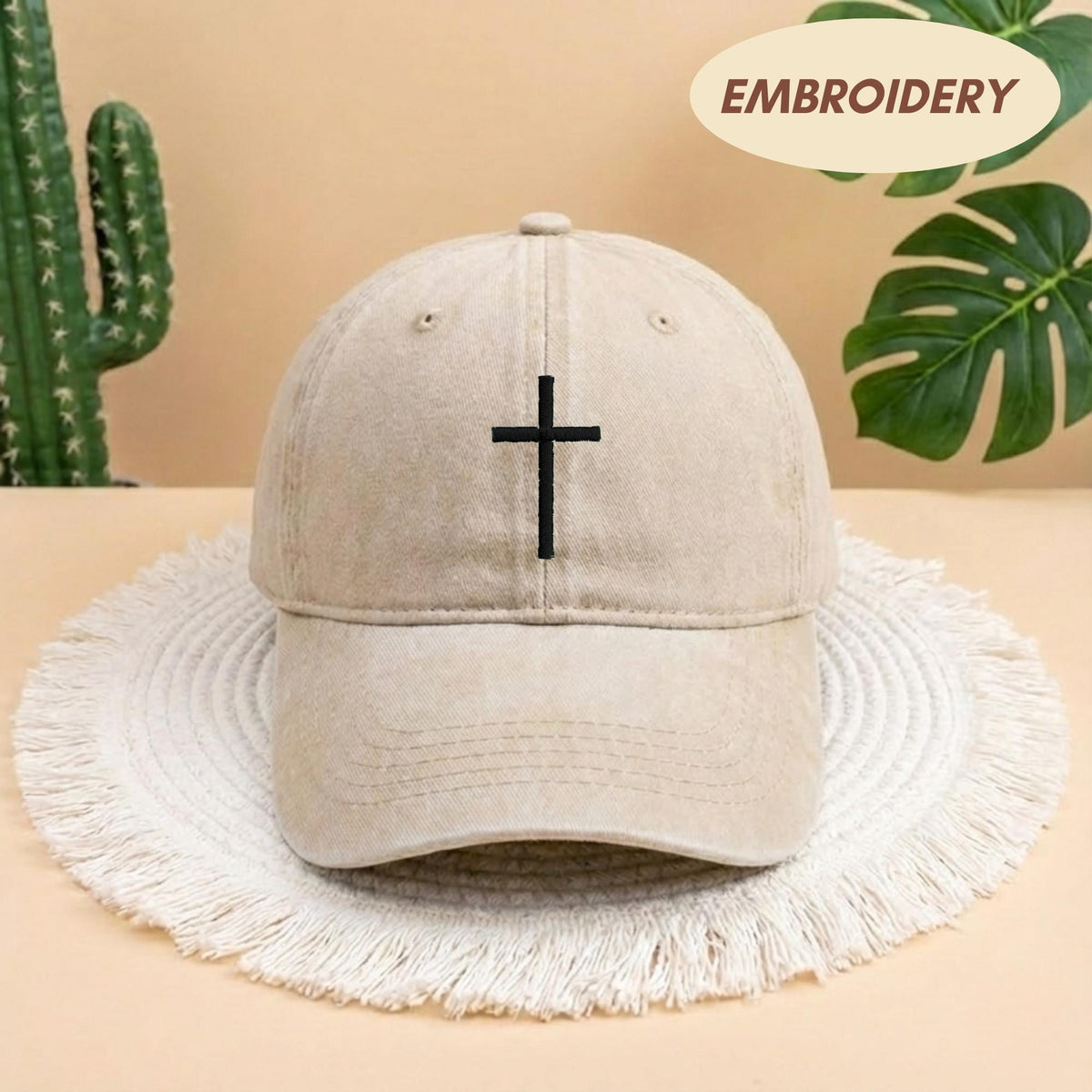 Christian Cross Embroidered Hat, Custom Bible Verse Side Embroidered Hat, Personalized Scripture Baseball Cap, Christian Faith Cotton Hat