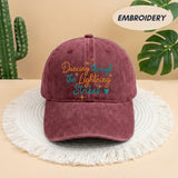 Dancing Through The Lightning Strikes Embroidered Hat, Inspirational Quote Cap, Positive Vibe Pullover Gift, Dancer Hat, Inspired Opalite
