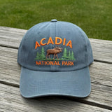 Moose Embroidered Dad Hat, Maine Mountain Wildlife Baseball Cap, Outdoor Nature Lover Gift