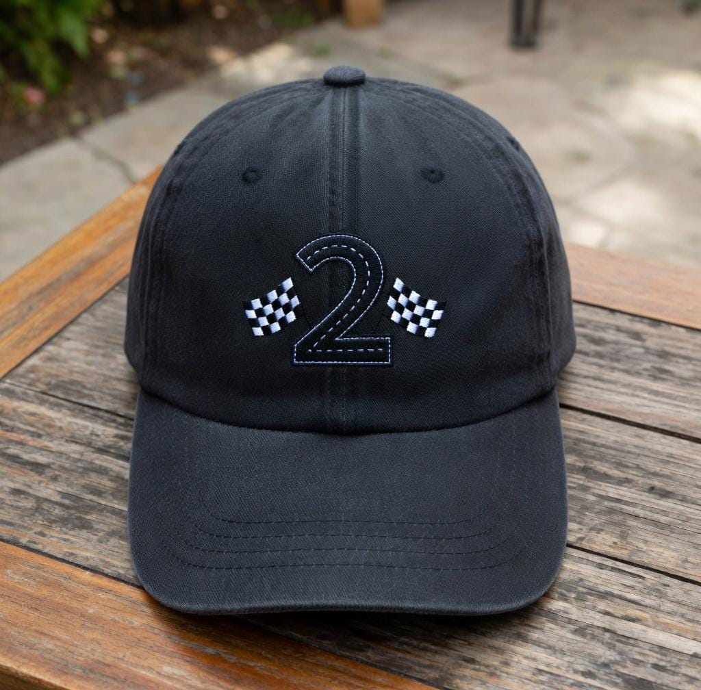 Custom Age Number Hat, Racing Birthday Party Hat, Personalized Boys Hat, Two Fast Two Curious Shirt Match, Embroidered Baseball Cap