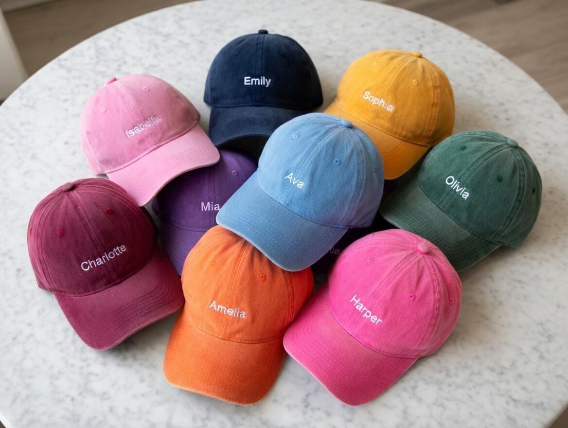 Custom Name Embroidered Hat, Personalized Text Baseball Cap, Unique Birthday Gift for Her, Custom Script Font Hat, Personalized Member Cap