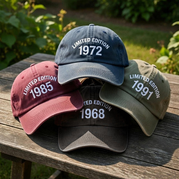 Custom Vintage Birth Year Embroidered Hat, Personalized Retro Birthday Baseball Cap