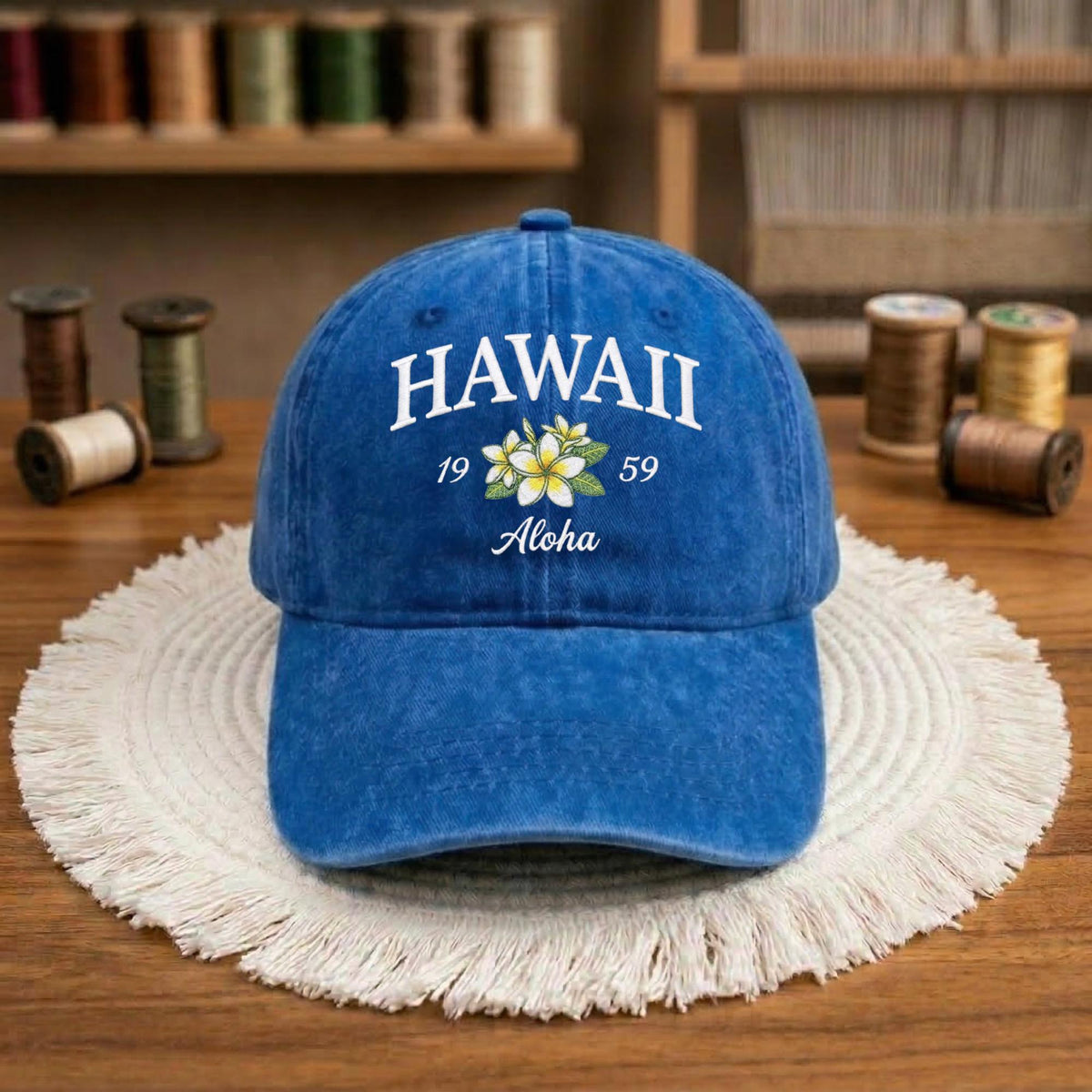 Hawaii Tropical Floral Embroidered Hat, Island Style Cotton Baseball Cap, Beach Vacation Gift