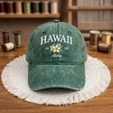 Hawaii Tropical Floral Embroidered Hat, Island Style Cotton Baseball Cap, Beach Vacation Gift