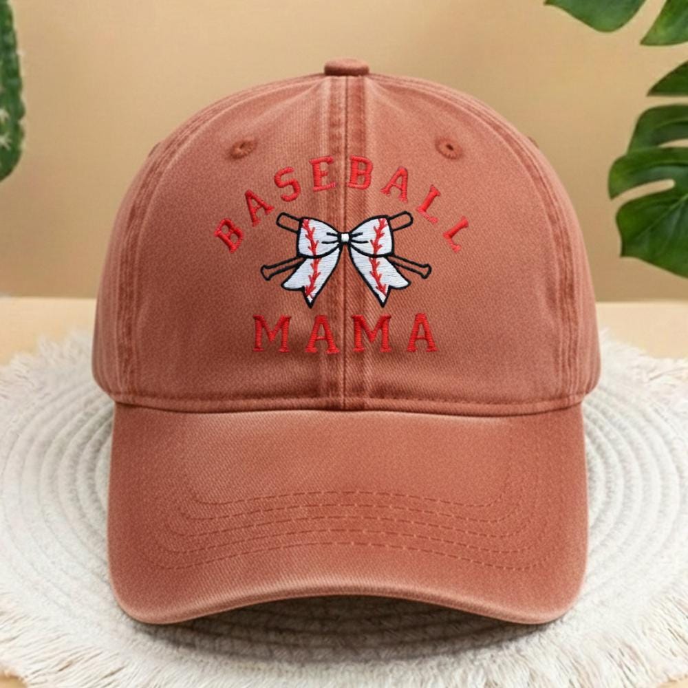 Baseball Mama Bow Embroidered Hat, Cute Sports Mom Baseball Cap, Game Day Gift