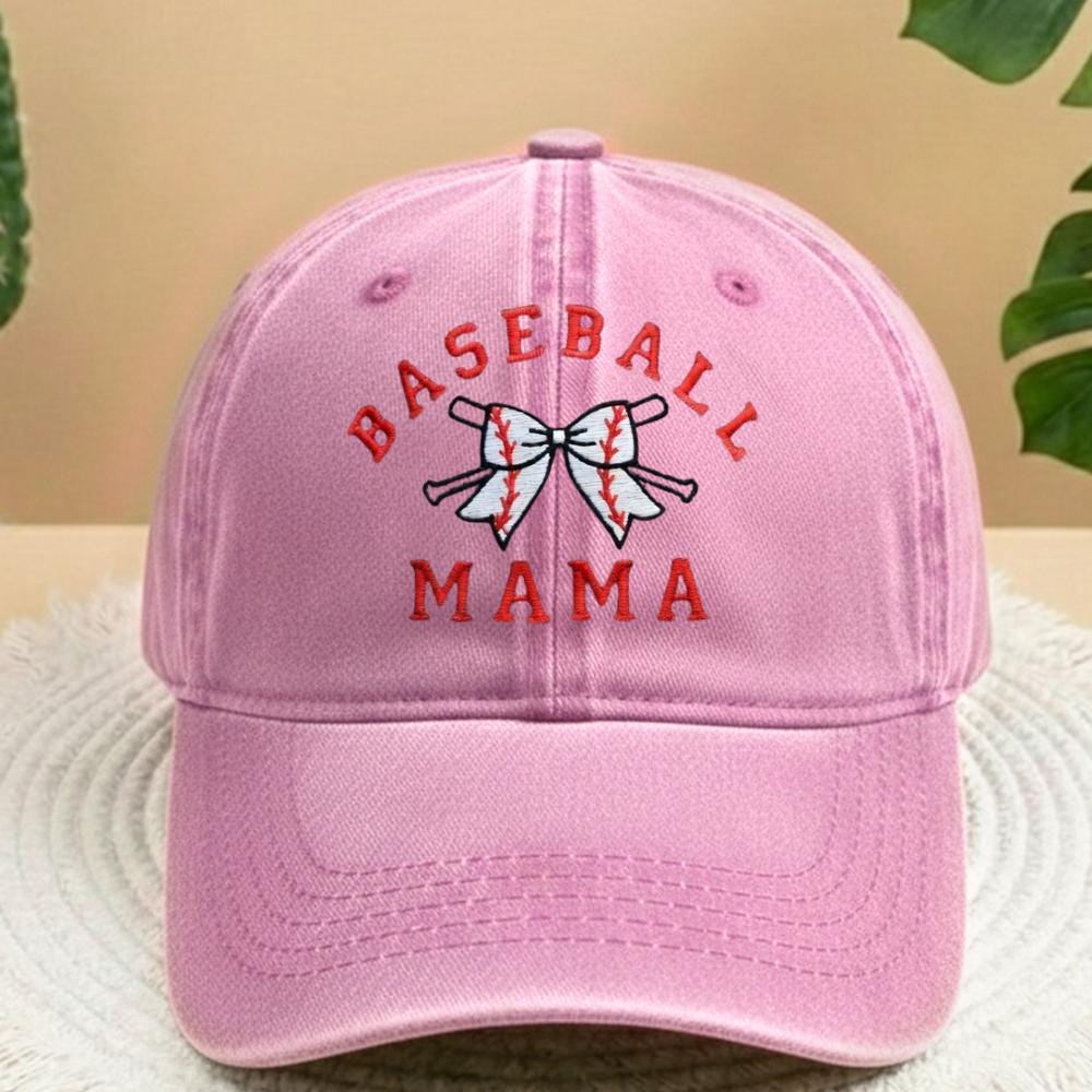 Baseball Mama Bow Embroidered Hat, Cute Sports Mom Baseball Cap, Game Day Gift