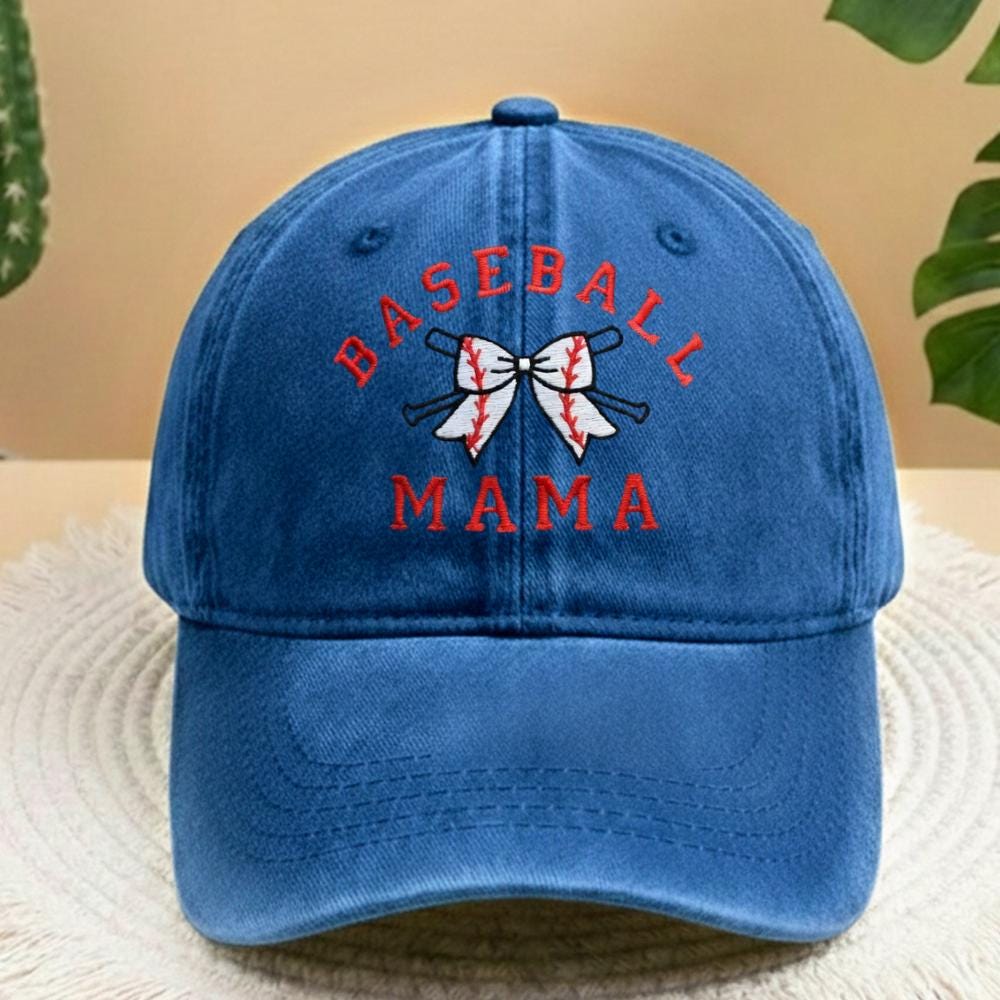 Baseball Mama Bow Embroidered Hat, Cute Sports Mom Baseball Cap, Game Day Gift