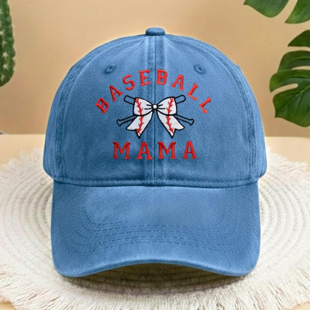 Baseball Mama Bow Embroidered Hat, Cute Sports Mom Baseball Cap, Game Day Gift