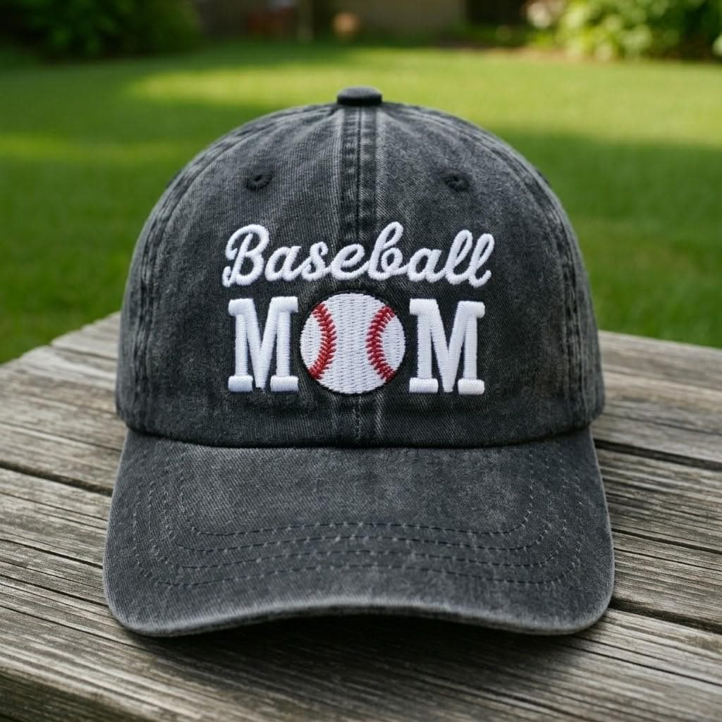 Baseball Mom Embroidered Hat, Vintage Washed Baseball Cap, Sports Mom Gift