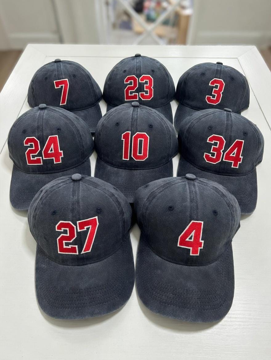 Personalized Team Number Embroidered Hat, Custom Jersey Number Baseball Cap, Sports Team Gift