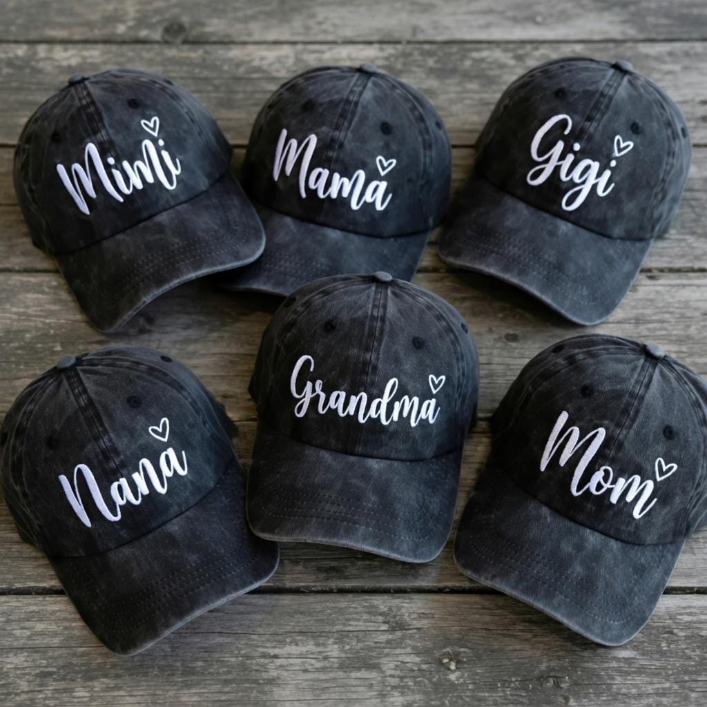 Personalized Grandma Nickname Embroidered Hat, Custom Nana Mimi Gigi Baseball Cap