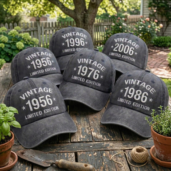 Custom Vintage Birth Year Embroidered Hat, Personalized Retro Birthday Baseball Cap, Gift for Dad