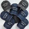 World's Best Mama Papa Mimi Gigi Hat, Custom Family Name Baseball Cap, Personalized Mother's Day Father's Day Gift, Washed Dad Hat