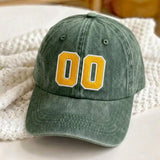 Custom Number Embroidered Washed Cap | Varsity Sports Player Hat | Vintage Baseball Cap