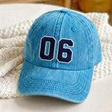 Custom Number Embroidered Washed Cap | Varsity Sports Player Hat | Vintage Baseball Cap