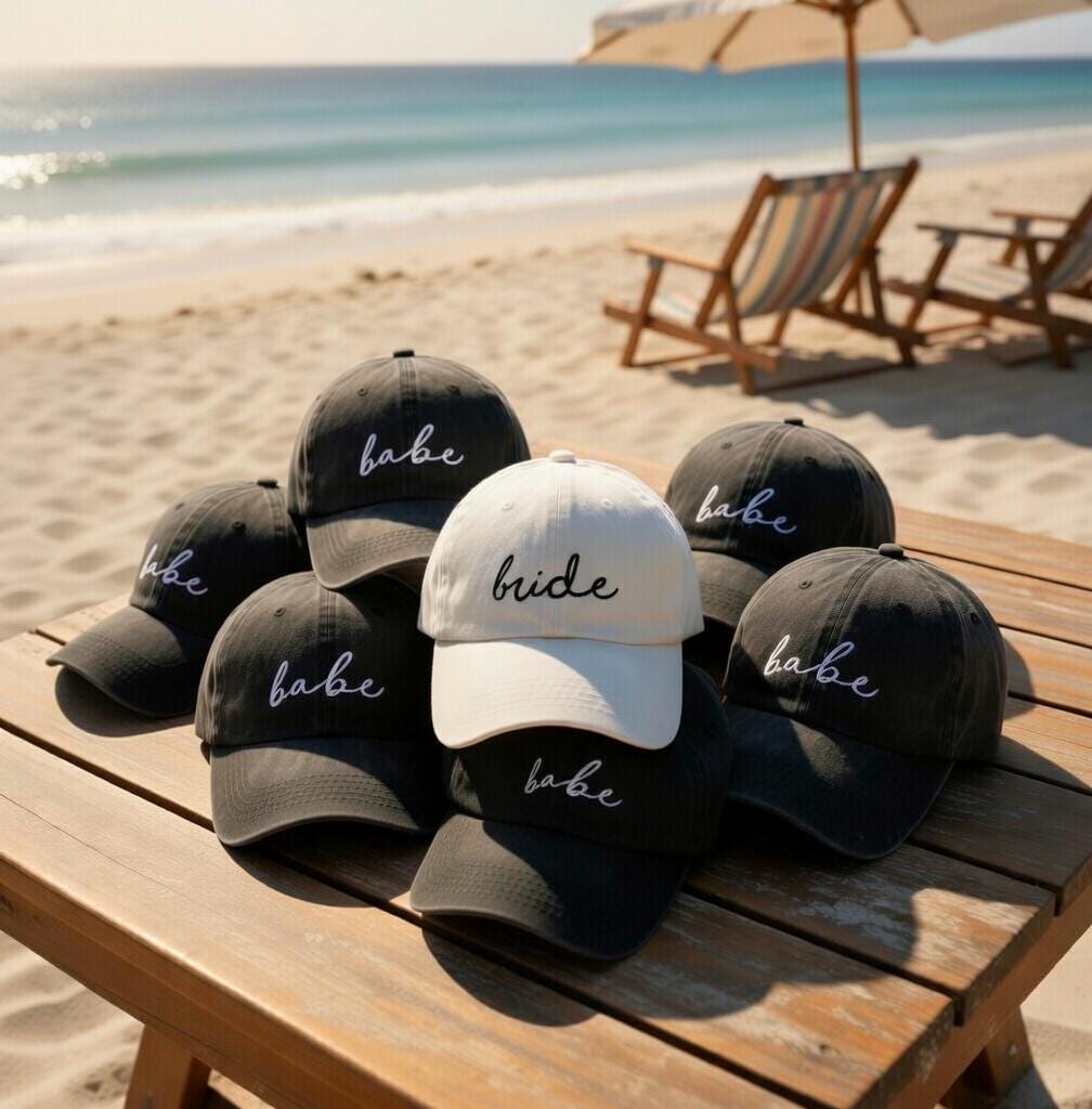 Custom Bride Babe Bachelorette Hat, Vintage Style Beach Weekend Cap
