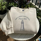 Custom Lighthouse Embroidered Sweatshirt, Personalized Coastal Nautical Beach Crewneck