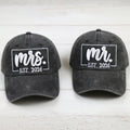 Mr and Mrs Est 2026 Matching Baseball Cap Hat Set