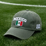 Personalized Mexico Flag Embroidered Hat, Custom Number Baseball Cap, Soccer Fan Gift