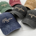 Personalized Grandma Hat with Heart, Custom Mama Mimi Gigi Nana Nini Embroidered Baseball Cap, Mother's Day Gift, Washed Cotton Hat
