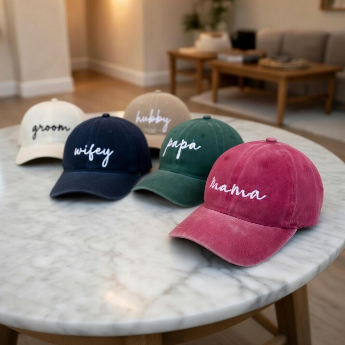 Personalized Family Member Embroidered Hat, Custom Mom Dad Papa Baseball Cap, Matching Family Gift