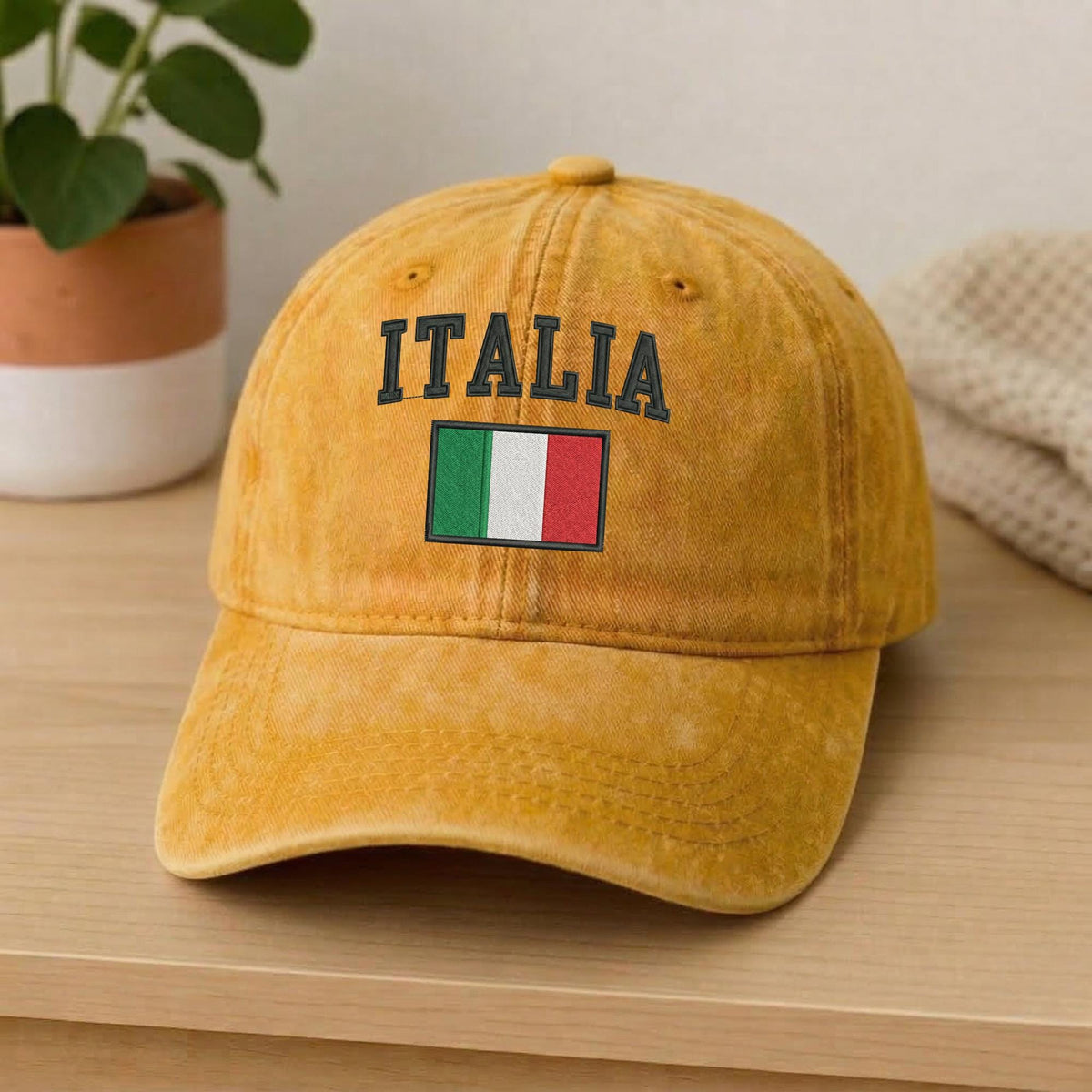 Italy Flag Embroidered Hat, Italian National Flag White Cotton Baseball Cap, Travel Gift