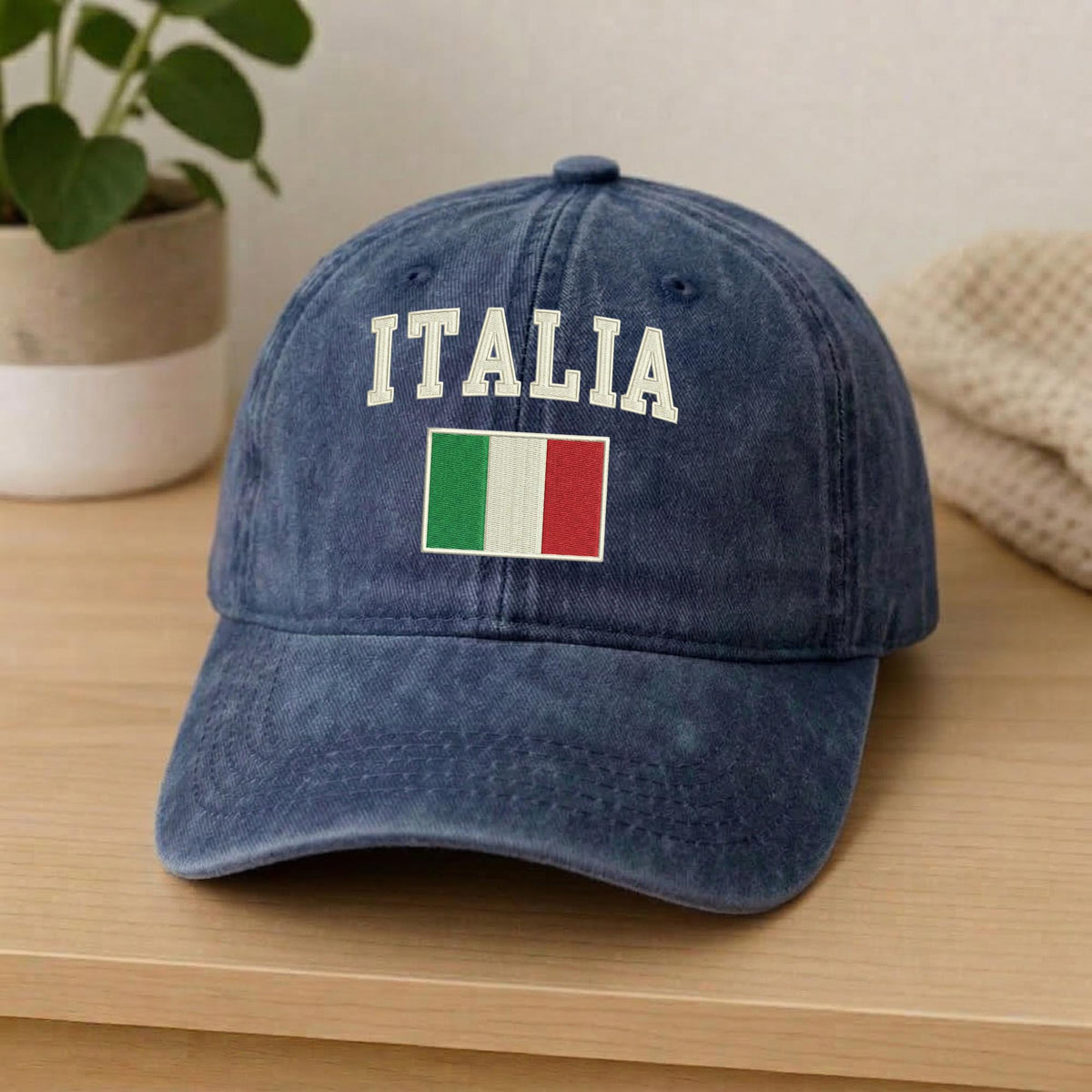 Italy Flag Embroidered Hat, Italian National Flag White Cotton Baseball Cap, Travel Gift