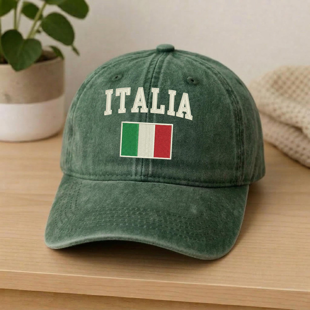 Italy Flag Embroidered Hat, Italian National Flag White Cotton Baseball Cap, Travel Gift