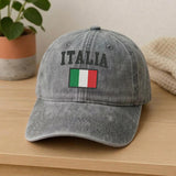 Italy Flag Embroidered Hat, Italian National Flag White Cotton Baseball Cap, Travel Gift