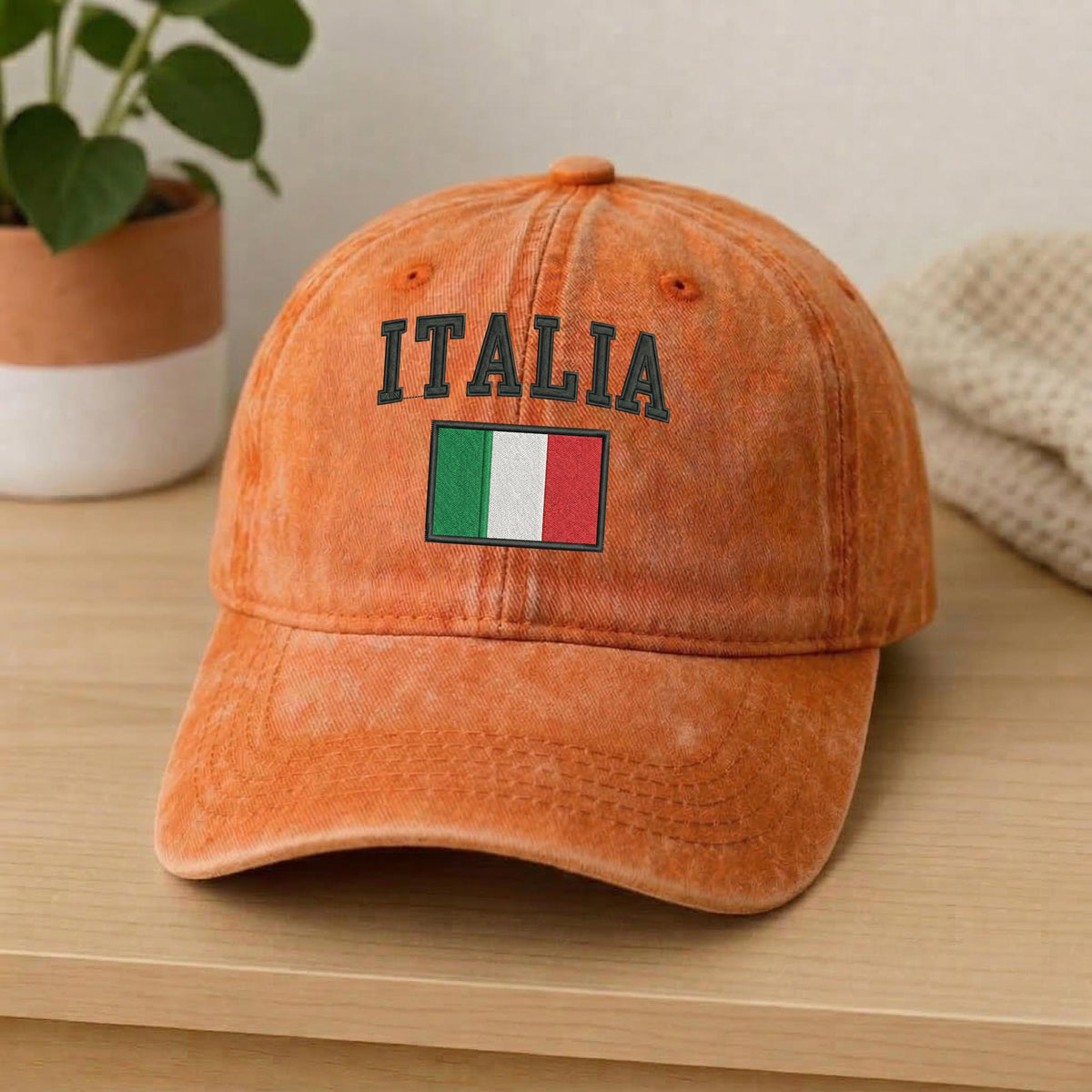 Italy Flag Embroidered Hat, Italian National Flag White Cotton Baseball Cap, Travel Gift