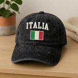 Italy Flag Embroidered Hat, Italian National Flag White Cotton Baseball Cap, Travel Gift