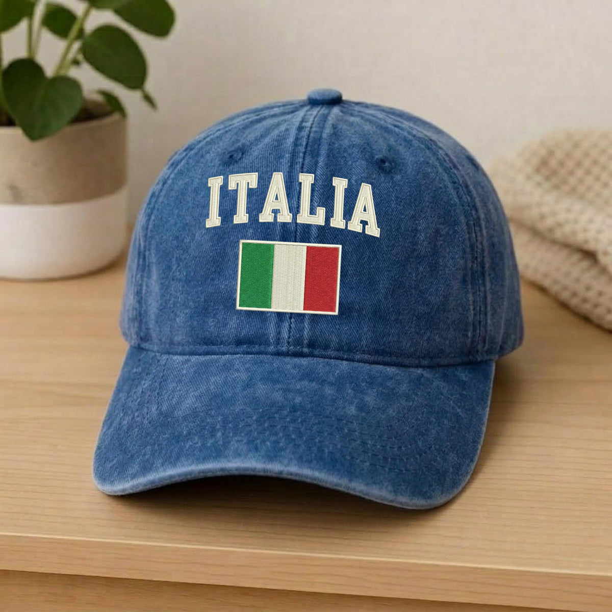 Italy Flag Embroidered Hat, Italian National Flag White Cotton Baseball Cap, Travel Gift