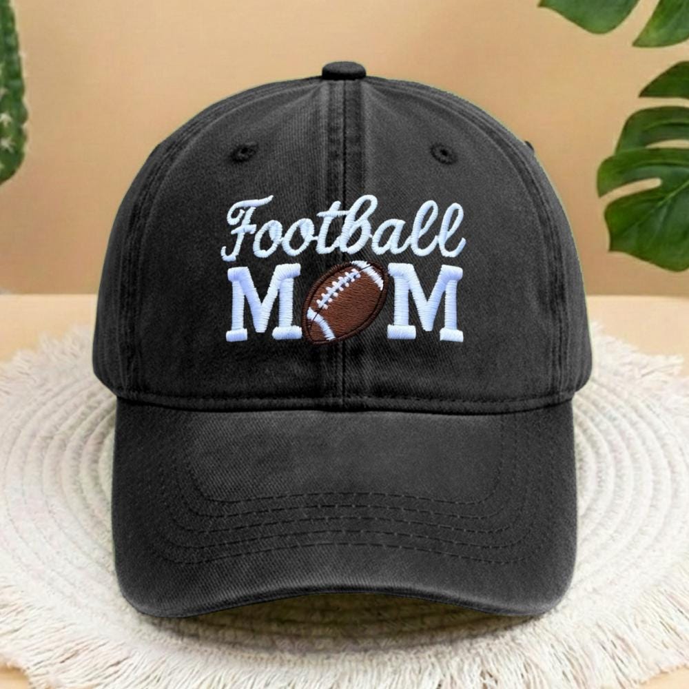 Football Mom Embroidered Hat, Vintage Washed Cotton Baseball Cap, Sports Mom Gift