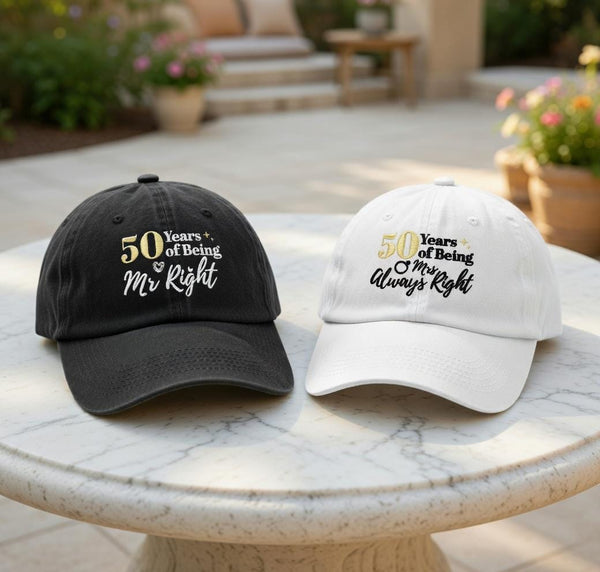 50 Years Of Being Right Embroidered Baseball Cap - Funny Custom Anniversary Couple Cotton Dad Hat
