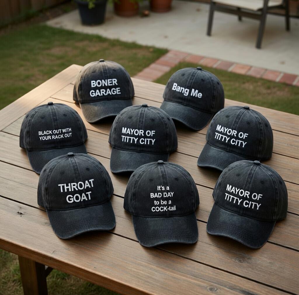 Embroidered Cotton Dad Cap, Rude Humor Trucker Hat, Custom Slogan Party Hat