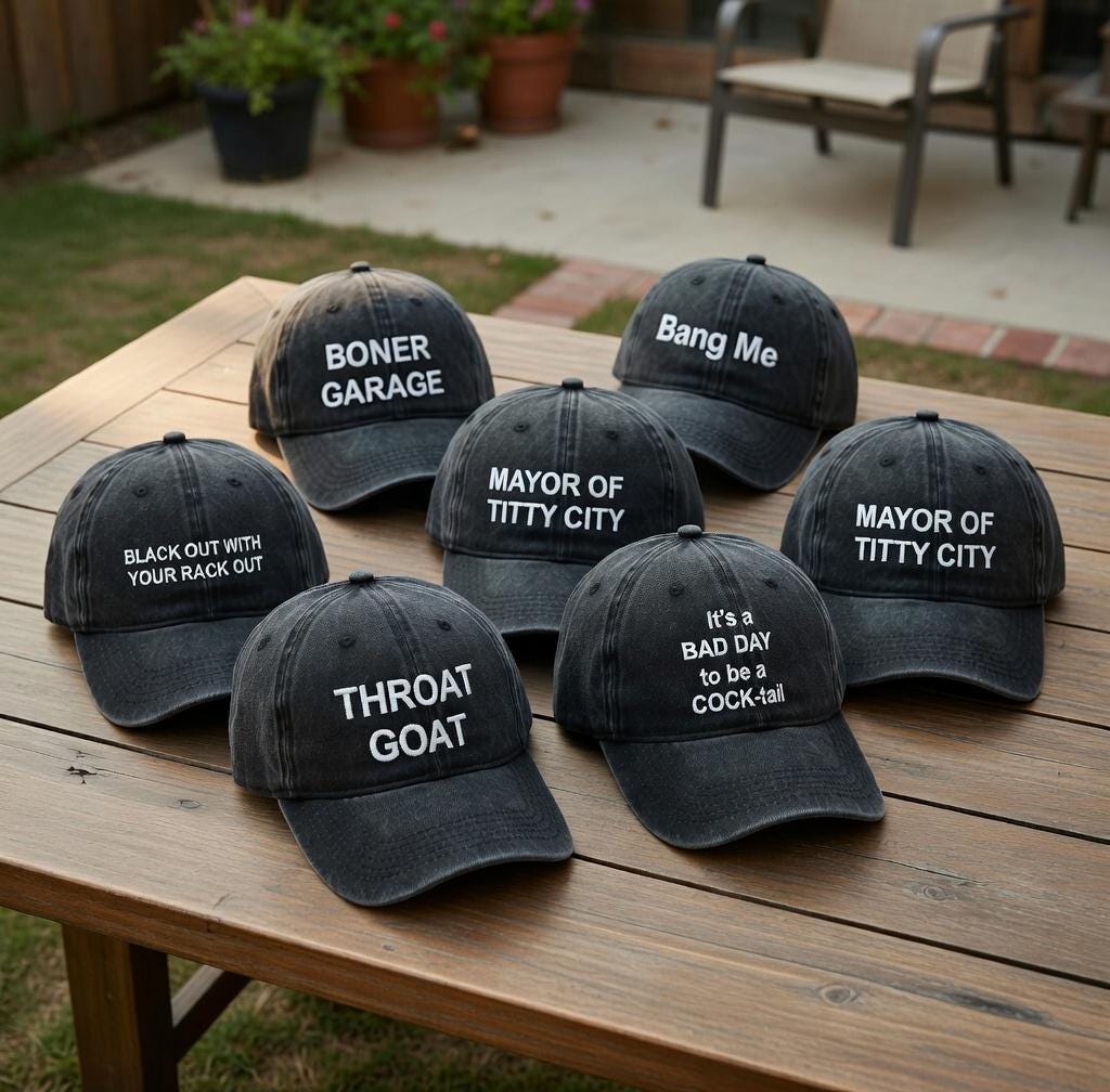 Embroidered Cotton Dad Cap, Rude Humor Trucker Hat, Custom Slogan Party Hat