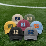 Personalized Player Number Embroidered Hat, Custom Sports Jersey Number Cotton Baseball Cap