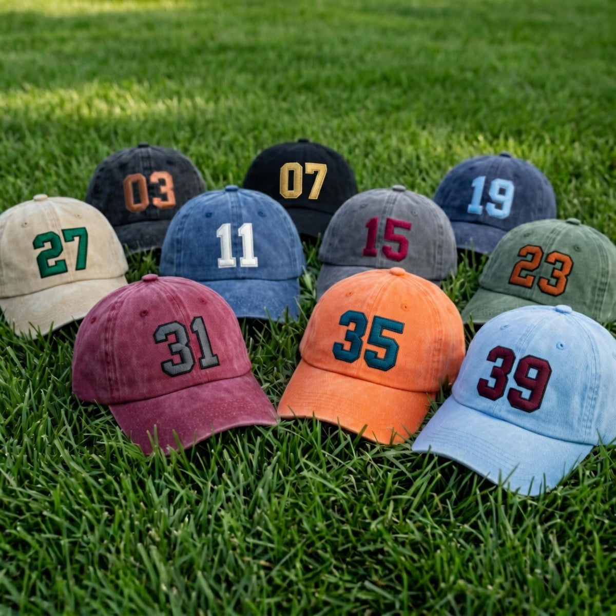 Personalized Player Number Embroidered Hat, Custom Sports Jersey Number Cotton Baseball Cap