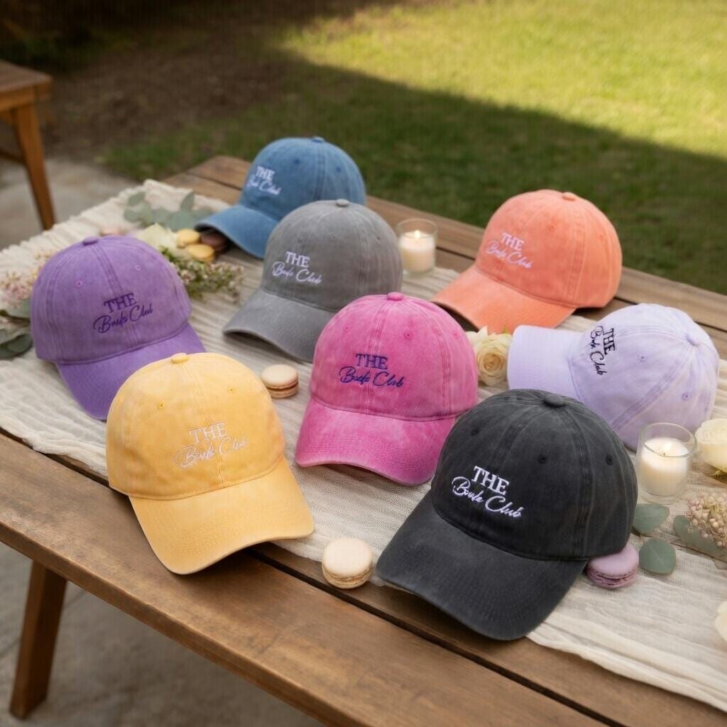 Custom Bride Club Embroidered Baseball Cap - Retro Sorority Style Bachelorette Wedding Cotton Dad Hat