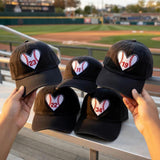 Custom Baseball Heart Hat, Personalized Sports Cap, Embroidered Player Number Team Spirit