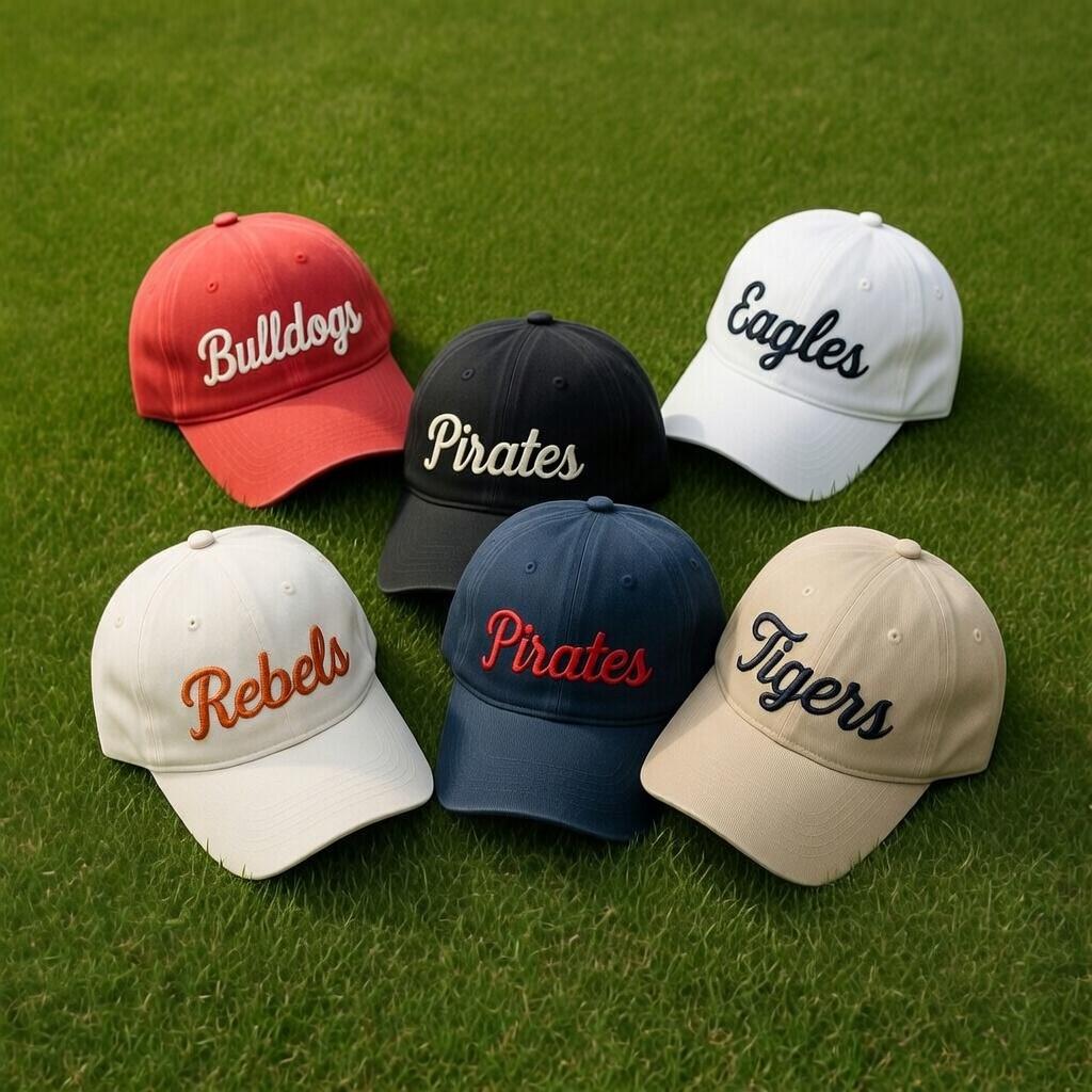 Custom Team Name Embroidered Hat, Personalized School Spirit Cap, Custom Mascot Embroidery Hat, Varsity Style Team Gift, Youth Sports Cap