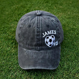 Custom Name Soccer Heart Embroidered Cap, Personalized Number Soccer Heart Cap, Sports Mama Embroidery Hat, Youth Soccer Gift, Gameday Cap