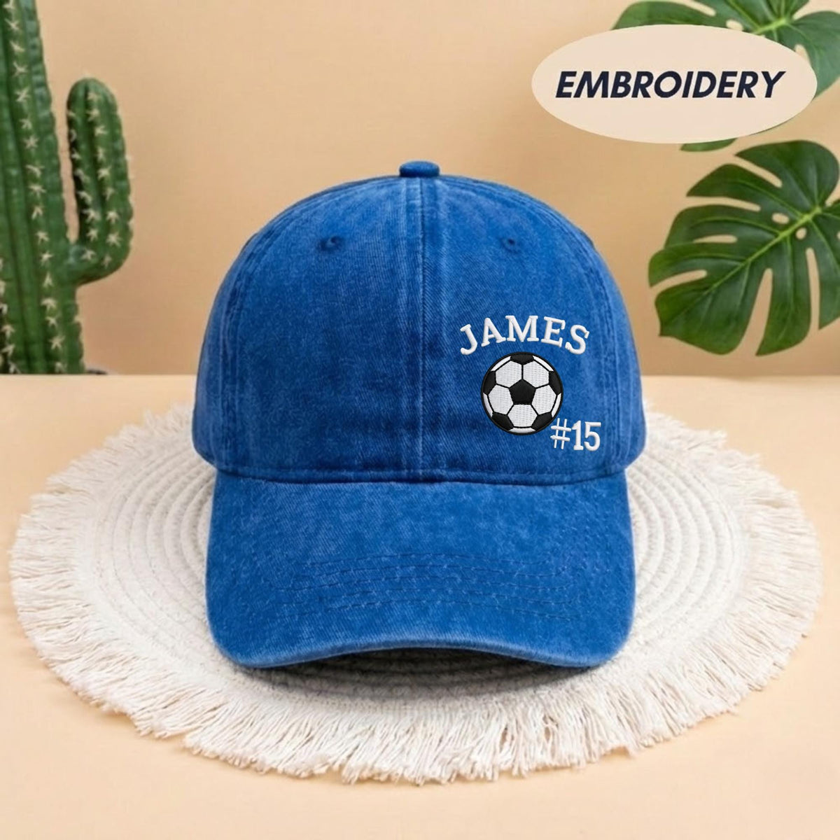 Custom Soccer Player Embroidered Hat, Personalized Name Number Football Stitch Cap, Sports Team Gift for Son, Stitched Game Day Headwear