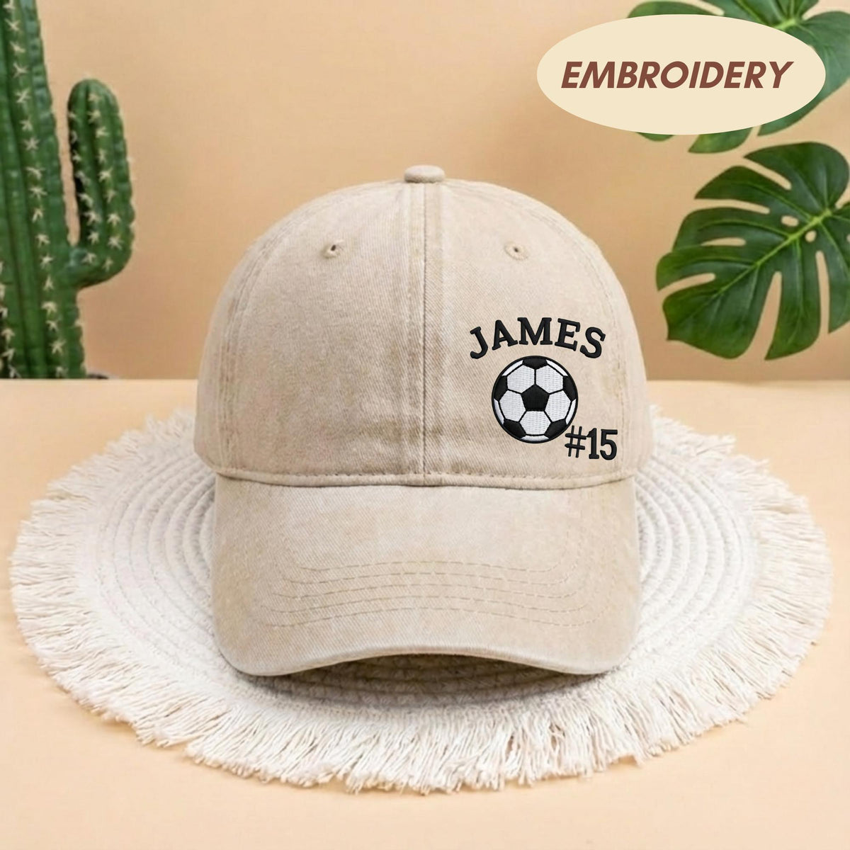 Custom Soccer Player Embroidered Hat, Personalized Name Number Football Stitch Cap, Sports Team Gift for Son, Stitched Game Day Headwear