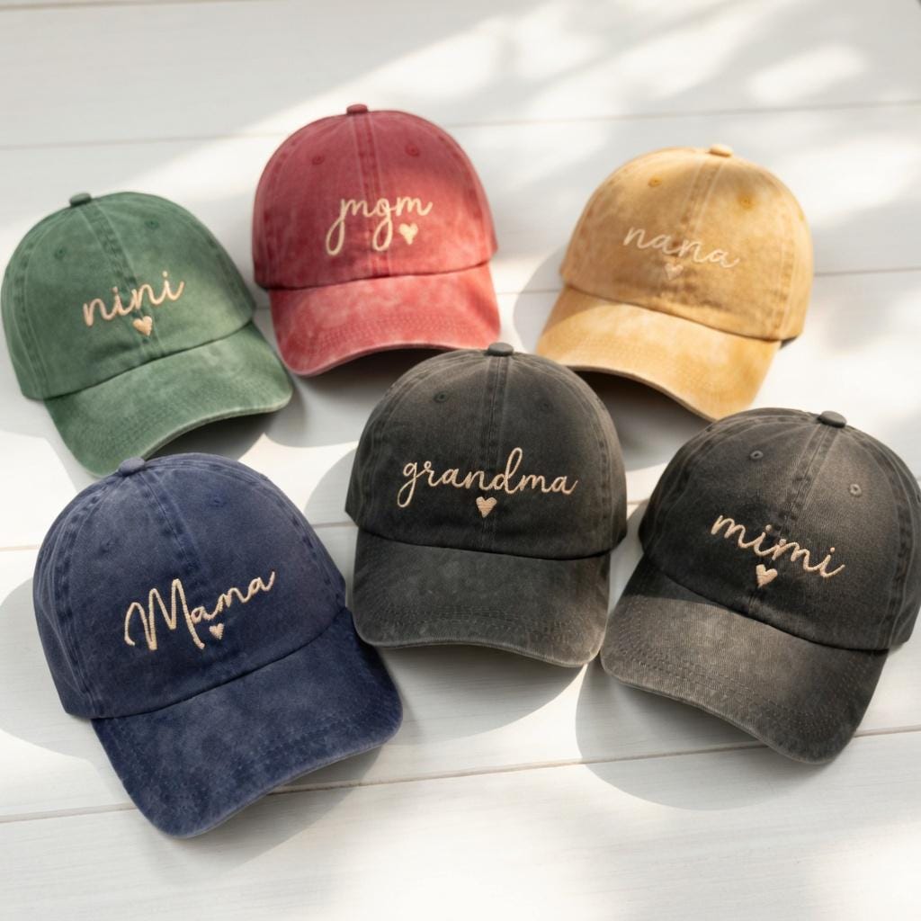 Personalized Grandma Embroidered Hat, Custom Mama Mimi Gigi Nana Baseball Cap