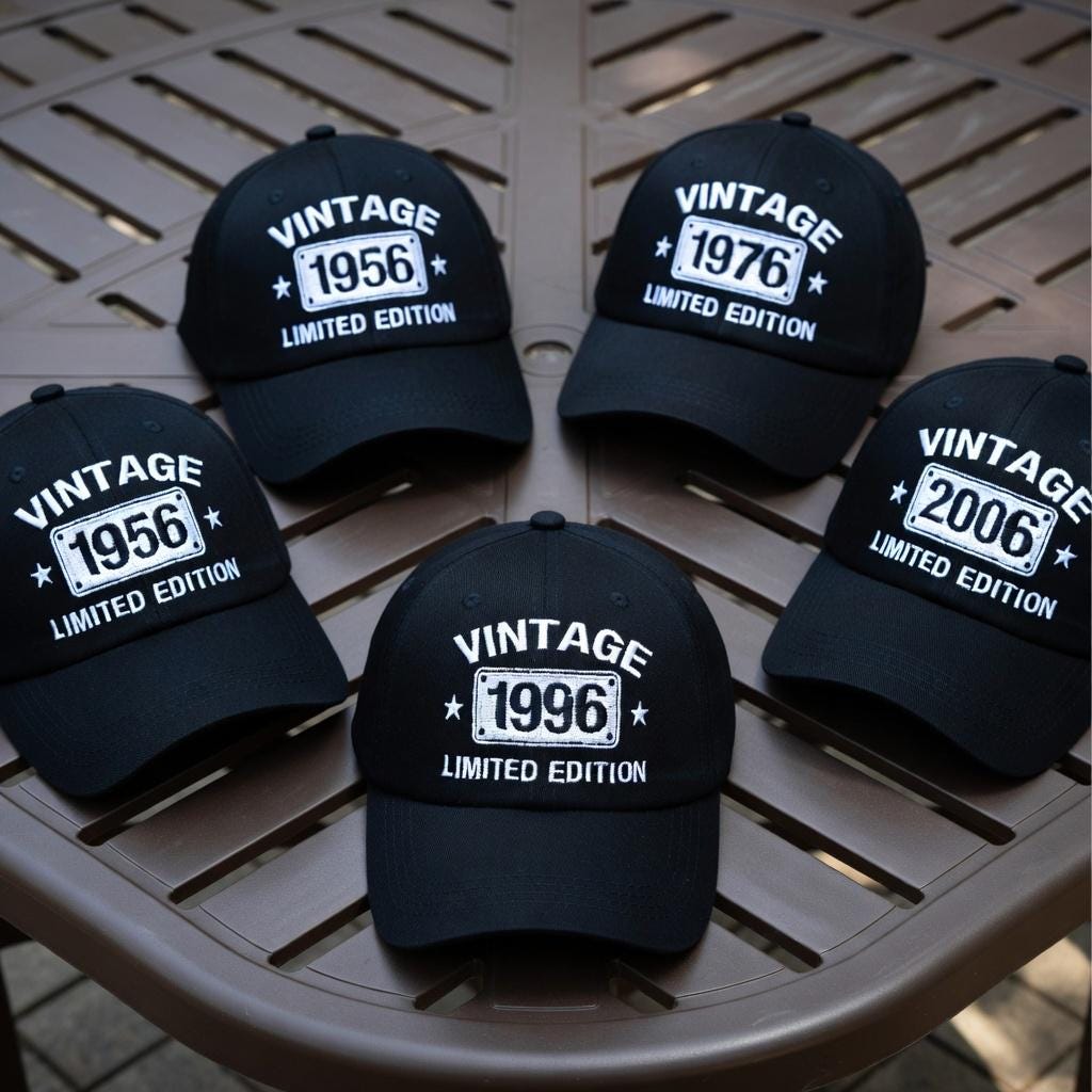 Personalized Birth Year Embroidered Hat, Custom Birthday Washed Cotton Baseball Cap