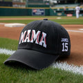 Custom Baseball Mom Hat, Personalized Sports Team Cap, Embroidered Heart Ball Accessory, Custom Name Number Gift for Her, Game Day Headwear